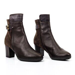 Manas Design Women Brown Leather Zip Strap Buckle Ankle Boots sz 6US EUR 36
